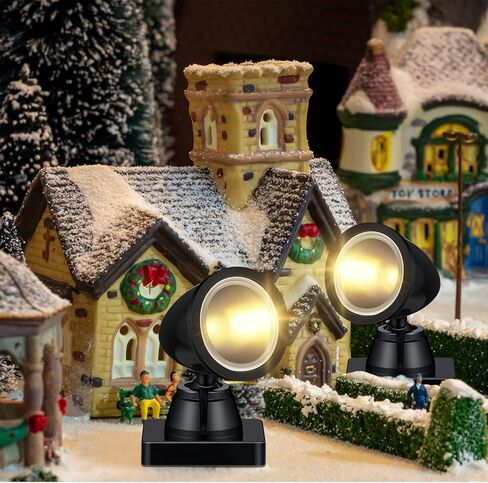 Kingdder Christmas Village Lights Christmas Mini Spotlight Building Light Battery Operated Christmas LED Light with Switch Indoor String Lights for Christmas (Warm White,1 Set) in Saudi Arabia