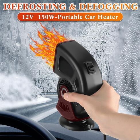 3 Pcs Portable Car Heater, 12v 150w Auto Heater Fan Windshield Defroster, Portable Heater Car Plug in Cigarette Lighter 2 In1 Fast Heating or Cooling Fan with 360 Degree Suction (Black Red) in Kuwait