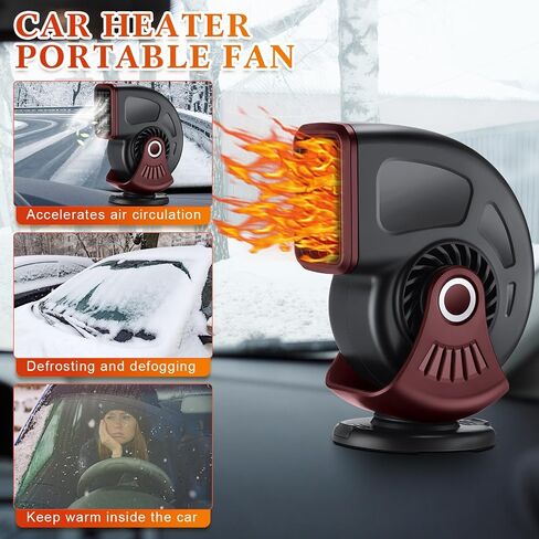 3 Pcs Portable Car Heater, 12v 150w Auto Heater Fan Windshield Defroster, Portable Heater Car Plug in Cigarette Lighter 2 In1 Fast Heating or Cooling Fan with 360 Degree Suction (Black Red) in Kuwait