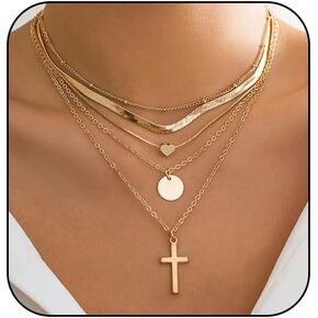 Layered Gold Necklaces for Women Chunky Gold Pirate Necklace Punk 80s 90s Necklace Paperclip Link Chain Choker Necklaces Necklace Dainty Cuban Stacking Coin Pendant Necklace Gold Pirate Jewelry