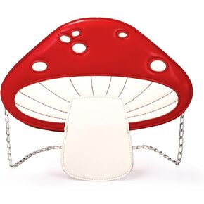 Mushroom Crossbody Purses, PU Leather Shoulder Bags with Strap, Cute Unique Purses for Women Girl, Lovely Novelty Mushroom Gifts