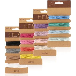 16 Colors Hemp Cord String for Jewelry Making, Colorful Twine Cord Rope String Natural Twine Cord Rope String for Handmade Bracelets Keychains Craft Making Accessories, 1 mm