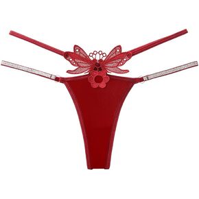 Women's Sexy Butterfly Underwear V-shaped Sexy thong G-string Embroidered thong Flower Fun Underwear