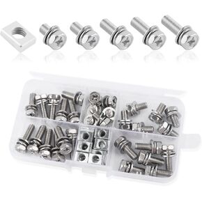 60PCS Battery Terminal Bolt,Stainless Steel Car/Motorcycle Battery Bolts Contain M6x10/12/16/18/20mm Sizes,Essential Battery Terminal Nuts Kit Car Accessories for Scooter ATV Bike