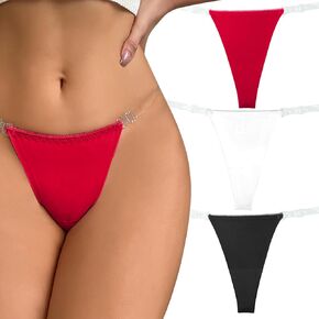 FEOYA G String Thongs for Women No Show Nude Seamless Ice Silk Panties Clear Strap Invisible See Through Underwear