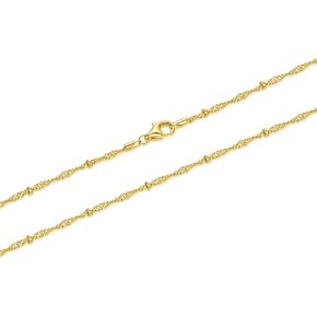 14K Gold Necklace for Women and Mens Necklace Chain 1.5mm Rope Gold Chain for Women 2.2mm Beads Cute Necklace for Women Gold Beaded Necklace Waterproof Jewelry 16-26in