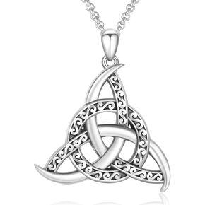 Celtic Necklace for Men Sterling Silver Triquetra Necklace Irish Celtic Knot Pendant Necklace for Women Halloween Celtic Jewelry for Women
