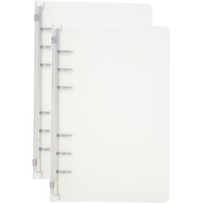 PATIKIL A5 Binder Cover, 2 Pcs PP 6 Ring Loose Leaf Binder Protector Round Ring Binder Cover Refillable Notebook Thickened Frosted Binder for Meeting Notebook Folder, Transparent