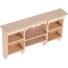 Toyvian Miniature Storage Cabinet Wall Dollhouse Mini Wood Cupboard Miniature Bookshelf Model Furniture Accessories for 1: 12 Doll House Kitchen Living Room Storage Shelf