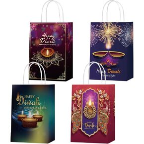 16 Pack Diwali Party Favor Bags Festival of Lights Goodie Gift Bags Diwali Theme Treat Bags Candy Bags for Diwali Party Indian celebration Supplies Decoration