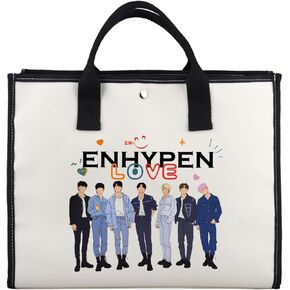 Zuo Bao Korean Group Tote Bag K-Pop Singer Lover Gift Korean Music Inspired Canvas Shopping Bag for Fans