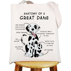JNIAP Harlequin Great Dane Tote Bag Great Dane Lovers Gifts Anatomy Of a Great Dane Shoulder Bag Great Dane Mom Gifts