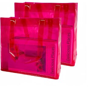 ONEART 2 Pcs 11L Beach Tote Bag 12x5x11 Clear Bag for Pool Party Shopping Bag Travel Sports Events Soild Colour Tote Bag