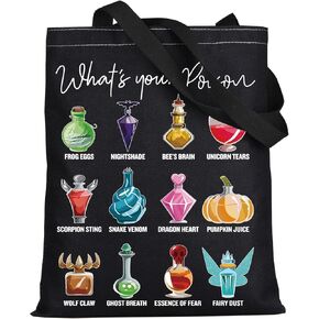 LEVLO Villains Poison Canvas Tote Bag What's Your Poison Witch Poison Shoulder Bag Villains Poison Merchandise