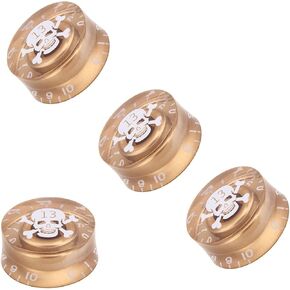 4pcs Acrylic Skull Print Head LP Electric Guitar Tone Volume Control Knob Cap Control Buttons