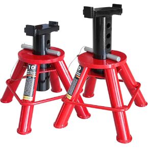 BIG RED Torin 12 Ton Heavy Duty Jack Stands: Pin Style Jack Stand with 2 Casters and Handle, Easily Portable Car Stand for Cars, SUVs, Truck and Pick Ups - Red