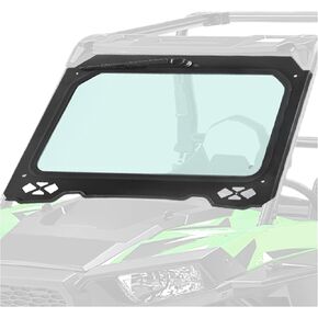 ECOTRIC Full Glass Windshield W/Wiper Compatible with 2014-2018 Polaris RZR 900 1000 Trail, S, XP Turbo Black Frame