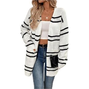 GORGLITTER Women's Color Block Cardigan Long Sleeve Open Front Dressy Outwear