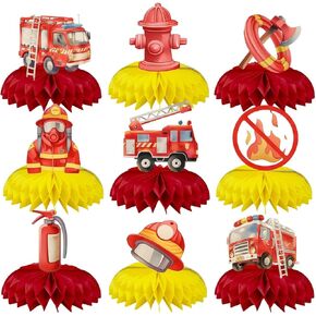 9 Pcs Firetruck Birthday Decorations Fire Hydrant Centerpiece Firefighter Birthday Party Decorations Fire Truck Party Favors Fire Truck Birthday Party Supplies