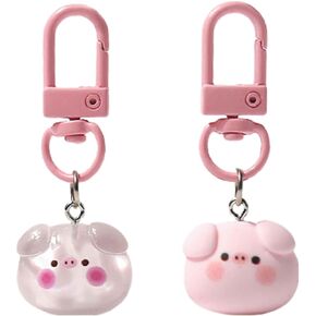 cute pink pig keychain for women, bag charm aesthetic purse key chain accessories for backpack, kawaii animal aesthetic keychain for girls, pig decor gifts for pig lovers (2 Pcs)