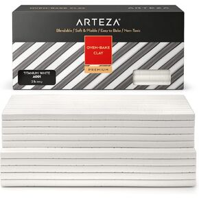 ARTEZA Polymer Clay, 2 lb Pack, 907 g, Titanium White A001, Soft Oven Bake Clay, Art Supplies for Crafts and Jewelry Making