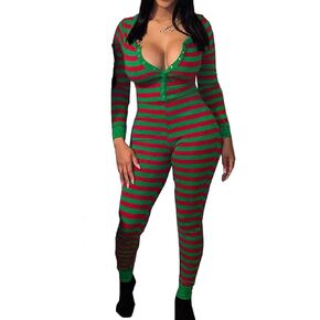 Women's Sexy Deep V Neck Jumpsuit Romper Butt Flap Pajamas Bodycon Bodysuit Long Sleeve One Piece Overall Sleepwear