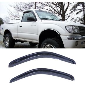 92925 Original Side Window Visor Deflector Rain Guard,Tape-on Shatterproof Dark Smoke,2pc window shades fit for 1995-2004 Toyota Tacoma Standard (Regular) Extended (Access) Cab Pickup