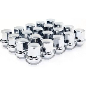 Set of 20 Veritek 14x1.5mm Chrome 7/8 22mm Hex Duplex Large Wide Acorn Seat OEM Style 1.5 Inch 38.5mm Lug Nuts for Buick Cadillac Chevy Chevrolet Chrysler Dodge Jeep RAM Factory Wheels VPE-14155330CH