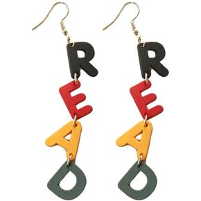 Personality Teacher Student Earrings Pencil Books Dangle Drop Earrings Wooden Read Earrings Teachers Appreciation Day Gifts Reading for Women Back to School Jewelry Graduation Gift