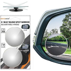 2 Pack of Blind Spot Car Mirrors, 3.5 X 1.25 Inches Adjustable Rectangular HD Glass Convex Rear View Wide Angle Side Mirror Blindspot with Self Adhesive Back for Universal Vehicles