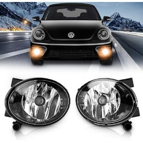 TangMiGe Fog Lights Lamps for 2010-2015 Volkswagen Golf Hatchback/Wagon, Volkswagen Jetta Sedan/Wagon, Volkswagen Beetle, Volkswagen Eos, Premium VW Accessories, 1 Pair, Clear Lens