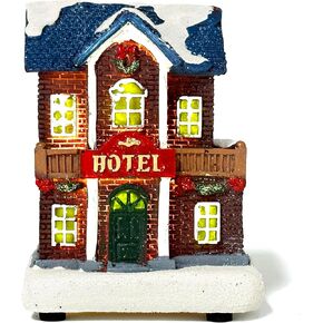 allgala Mini Christmas Village House Crafted Polyresin Mini Christmas House Collectable Figurine with Battery Power-Bakery Shop for Christmas Decoration-XH93612