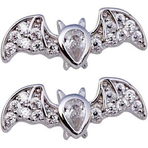 Tiny Bat Earrings Sterling Silver for Women Girls Hypoallergenic Cubic Zirconia Small Animal Stud Cartilage Tragus Post Fashion Cute Unique Jewelry Birthday Christmas Gifts for Daughter