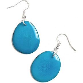 Tagua Earrings in Turquoise Blue, Vegetable Ivory Dangle Earrings TAG272, Organic Earrings, Tagua Earrings Royal Blue