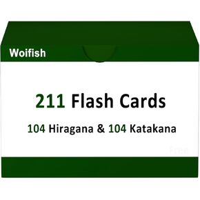 208 Japanese Syllabary Flash Cards, 104 Hiragana and 104 Katakana Flashcards