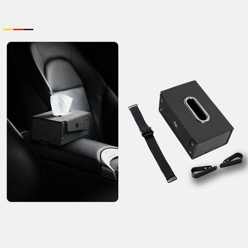GMQ Car Tissues Holder for Car 1 Pack,Automotive Visor Tissue Holder,Car Backseat Leather Tissue Organization Box Fit for 100-150 Tissues (Suede Leather, Black) in Saudi Arabia
