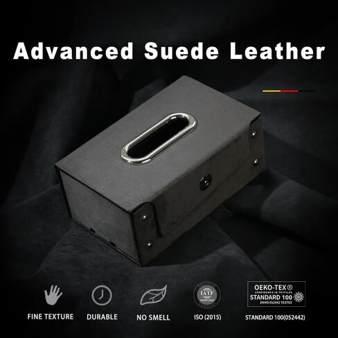 GMQ Car Tissues Holder for Car 1 Pack,Automotive Visor Tissue Holder,Car Backseat Leather Tissue Organization Box Fit for 100-150 Tissues (Suede Leather, Black) in Saudi Arabia
