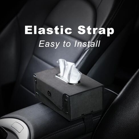 GMQ Car Tissues Holder for Car 1 Pack,Automotive Visor Tissue Holder,Car Backseat Leather Tissue Organization Box Fit for 100-150 Tissues (Suede Leather, Black) in Saudi Arabia