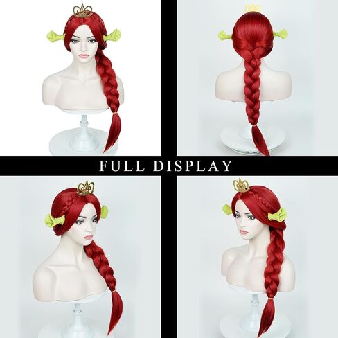 Aicos Long Red Braid Wig for Women 29.5Inch Princess Red Costume Wig with Crown for Halloween Cosplay Party in Saudi Arabia