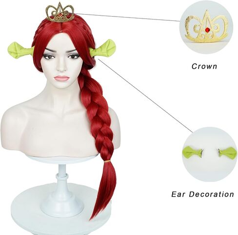 Aicos Long Red Braid Wig for Women 29.5Inch Princess Red Costume Wig with Crown for Halloween Cosplay Party in Saudi Arabia