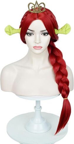 Aicos Long Red Braid Wig for Women 29.5Inch Princess Red Costume Wig with Crown for Halloween Cosplay Party in Saudi Arabia