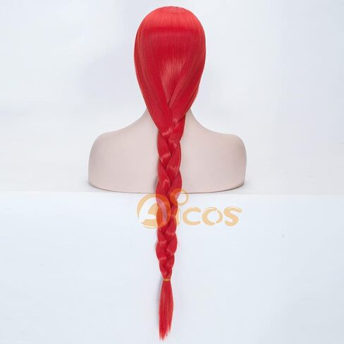 Aicos Long Red Braid Wig for Women 29.5Inch Princess Red Costume Wig with Crown for Halloween Cosplay Party in Saudi Arabia