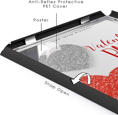 M&T Displays Snap Poster Frame 17x22 Inch Black 1" Aluminum Profile Front Loading Wall Mounting Photo Picture Document Certificate Sign Holder Mitered Corner Anti Glare Cover (2 pack) in Saudi Arabia
