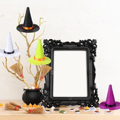 36 Pieces Mini Halloween Decorations 12 Mini Felt Witch Hats 12 Small Brooms 12 Miniature Dollhouse Books Tiny Witch Accessories Set for DIY Crafts Halloween Party Decor Supplies in Saudi Arabia