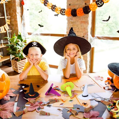 36 Pieces Mini Halloween Decorations 12 Mini Felt Witch Hats 12 Small Brooms 12 Miniature Dollhouse Books Tiny Witch Accessories Set for DIY Crafts Halloween Party Decor Supplies in Saudi Arabia