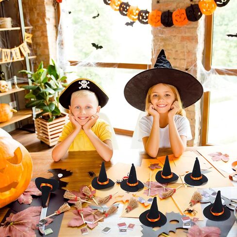 36 Pieces Mini Halloween Decorations 12 Mini Felt Witch Hats 12 Small Brooms 12 Miniature Dollhouse Books Tiny Witch Accessories Set for DIY Crafts Halloween Party Decor Supplies in Saudi Arabia