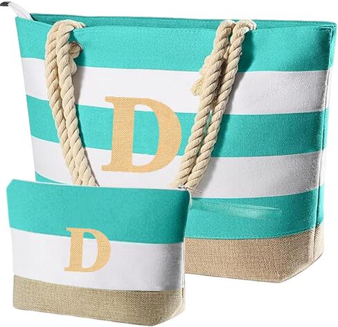 Extra Large Pool Beach Monogrammed Tote Bag with Zipper, Initial Birthday Travel Beach Personalized Gifts for Women in Saudi Arabia