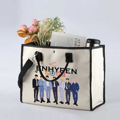 Zuo Bao Korean Group Tote Bag K-Pop Singer Lover Gift Korean Music Inspired Canvas Shopping Bag for Fans in Saudi Arabia