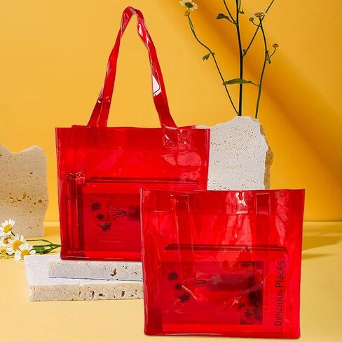 ONEART 2 Pcs 11L Beach Tote Bag 12x5x11 Clear Bag for Pool Party Shopping Bag Travel Sports Events Soild Colour Tote Bag in Saudi Arabia