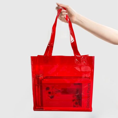 ONEART 2 Pcs 11L Beach Tote Bag 12x5x11 Clear Bag for Pool Party Shopping Bag Travel Sports Events Soild Colour Tote Bag in Saudi Arabia